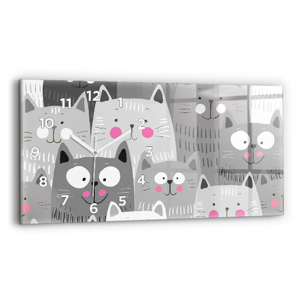 Glass wall clock rectangular Pattern with cats