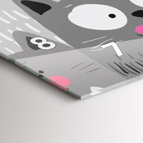 Glass wall clock rectangular Pattern with cats