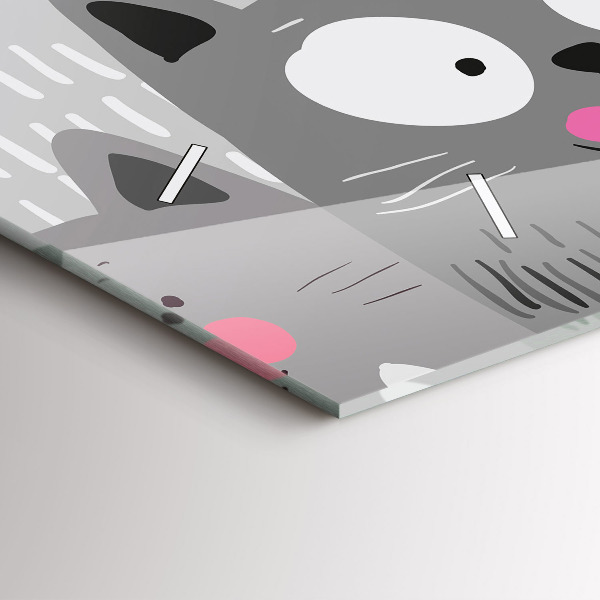 Glass wall clock rectangular Pattern with cats