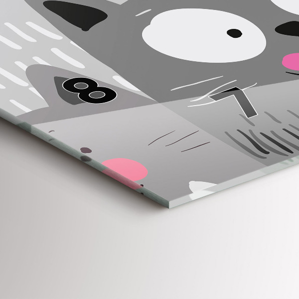 Glass wall clock rectangular Pattern with cats