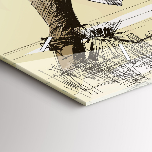 Glass wall clock rectangular Woman picking rice