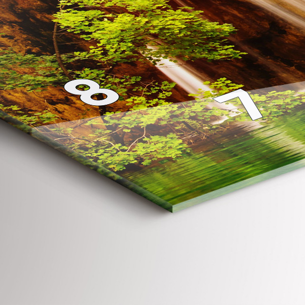 Glass wall clock rectangular View of the waterfall
