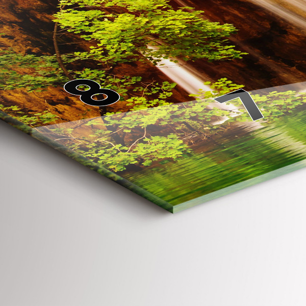 Glass wall clock rectangular View of the waterfall