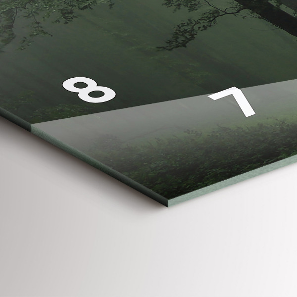 Glass wall clock rectangular Misty forest in the morning