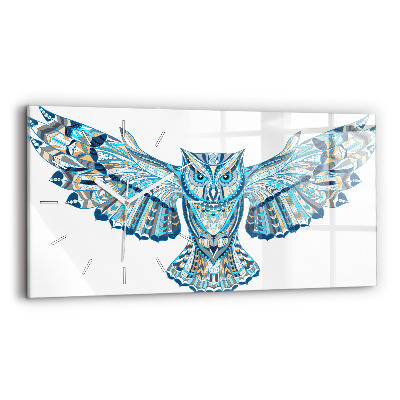 Glass wall clock rectangular Owl in flight