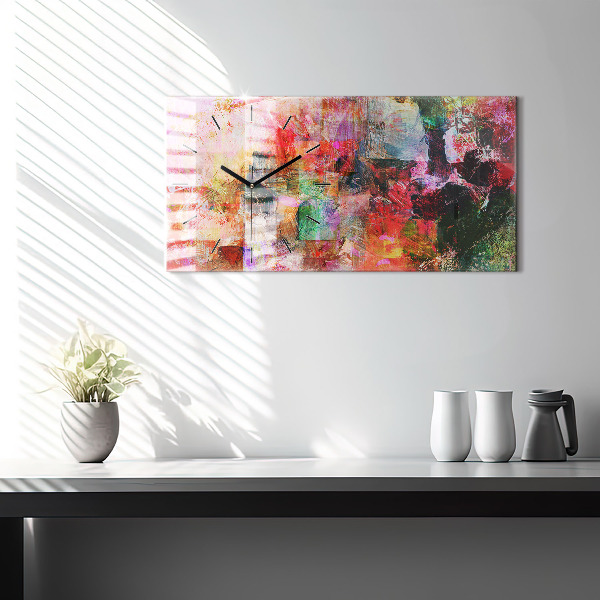 Glass wall clock rectangular Abstract composition