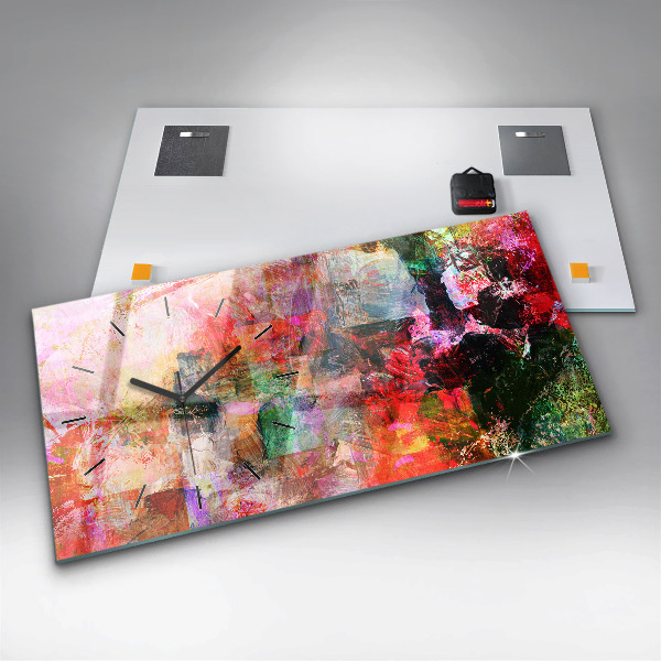 Glass wall clock rectangular Abstract composition