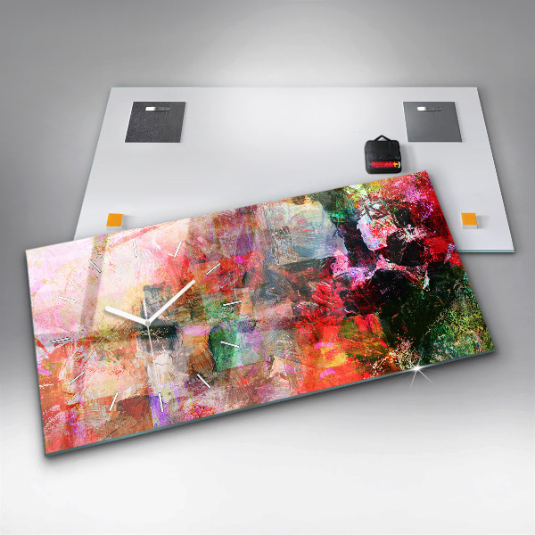 Glass wall clock rectangular Abstract composition