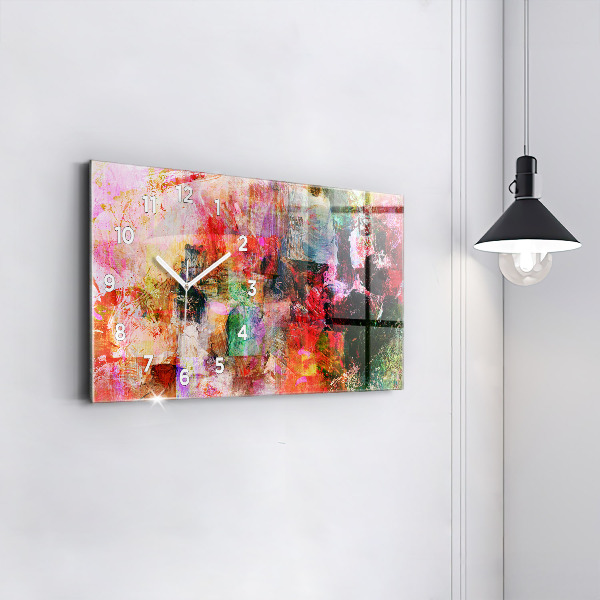 Glass wall clock rectangular Abstract composition
