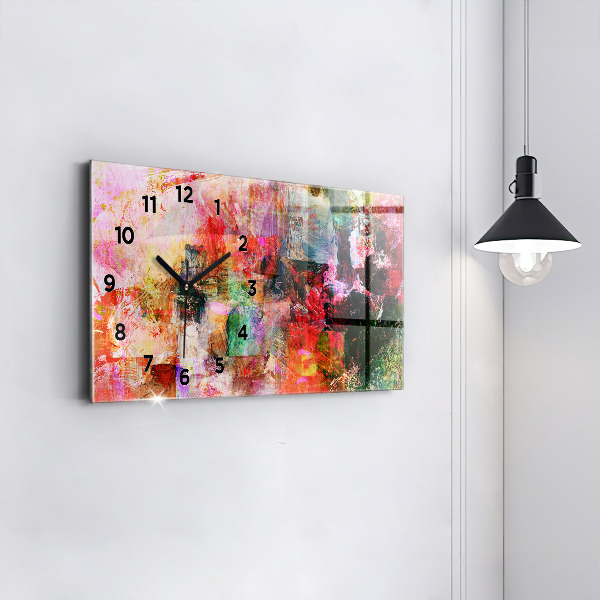 Glass wall clock rectangular Abstract composition
