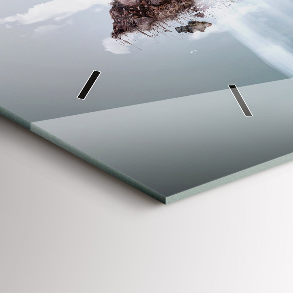 Glass wall clock rectangular Flying Island Waterfall