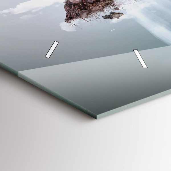 Glass wall clock rectangular Flying Island Waterfall