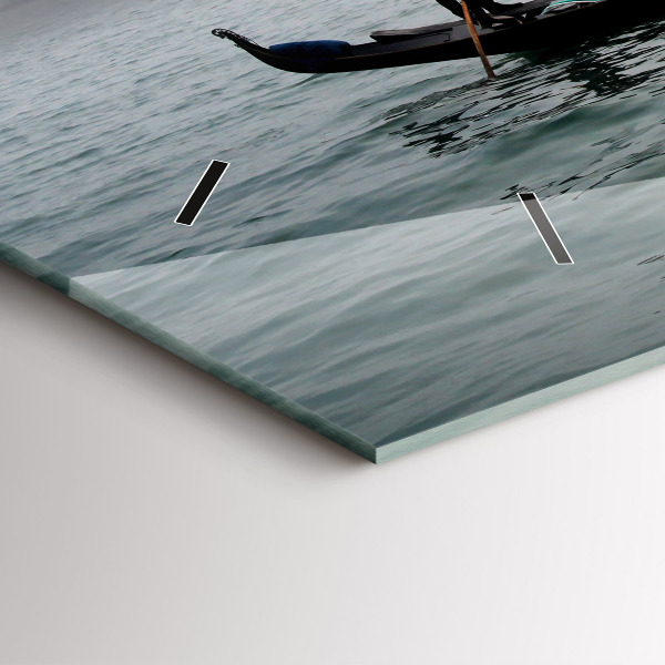 Glass wall clock rectangular Venice Gondola