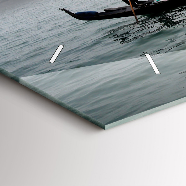 Glass wall clock rectangular Venice Gondola