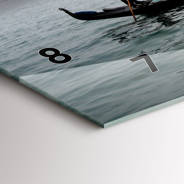 Glass wall clock rectangular Venice Gondola