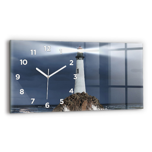 Glass wall clock rectangular Lighthouse