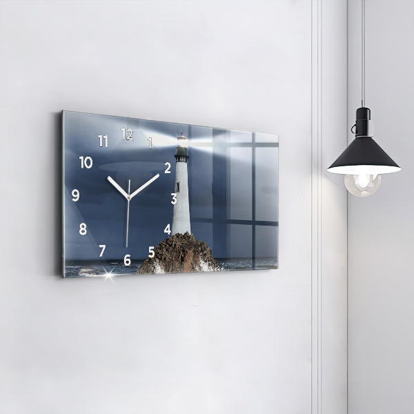 Glass wall clock rectangular Lighthouse