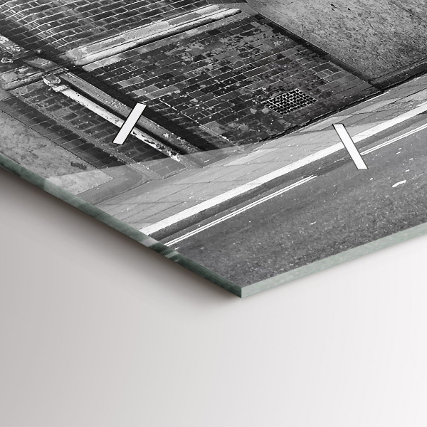 Glass wall clock rectangular Red double-decker bus