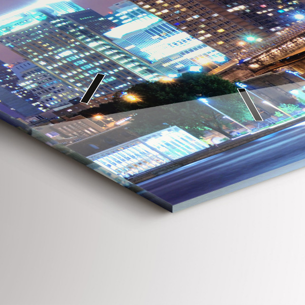 Glass wall clock rectangular Brooklyn Bridge and East River