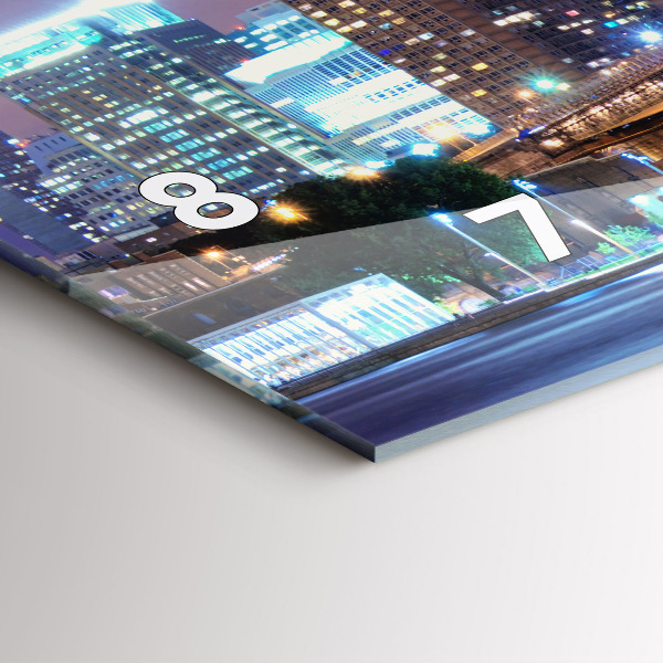 Glass wall clock rectangular Brooklyn Bridge and East River