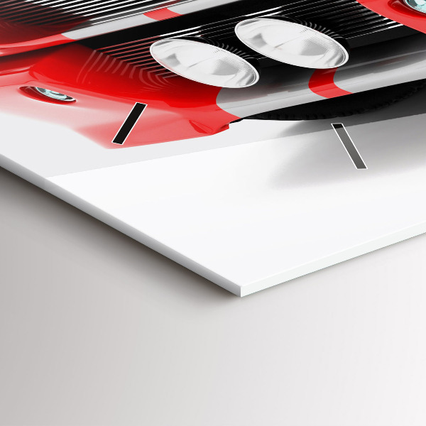 Glass wall clock rectangular Sports car