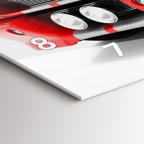 Glass wall clock rectangular Sports car