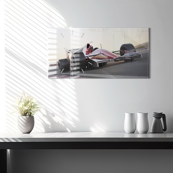 Glass wall clock rectangular Sports racing car