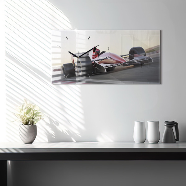 Glass wall clock rectangular Sports racing car