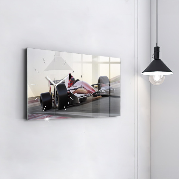 Glass wall clock rectangular Sports racing car