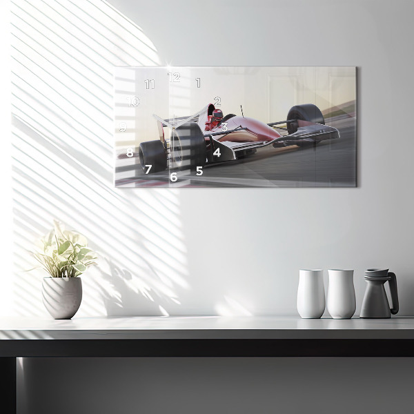 Glass wall clock rectangular Sports racing car
