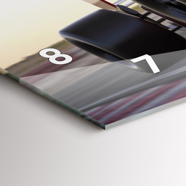 Glass wall clock rectangular Sports racing car