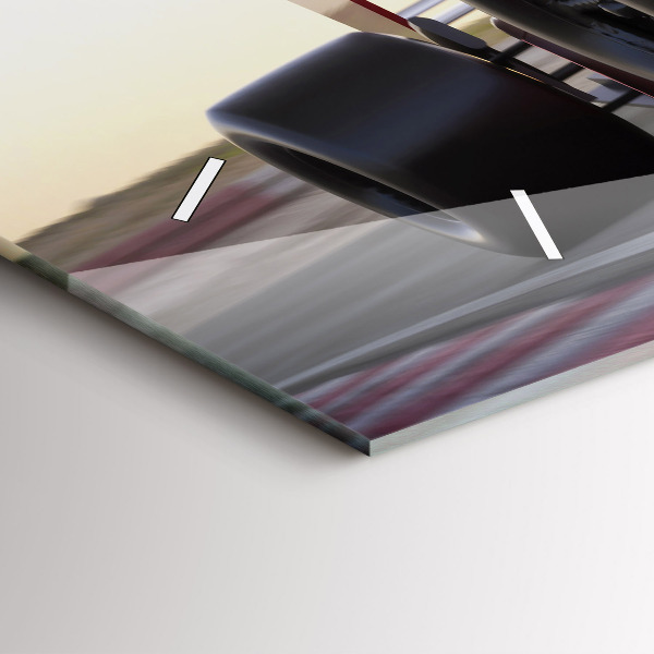 Glass wall clock rectangular Sports racing car