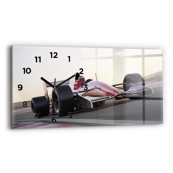 Glass wall clock rectangular Sports racing car