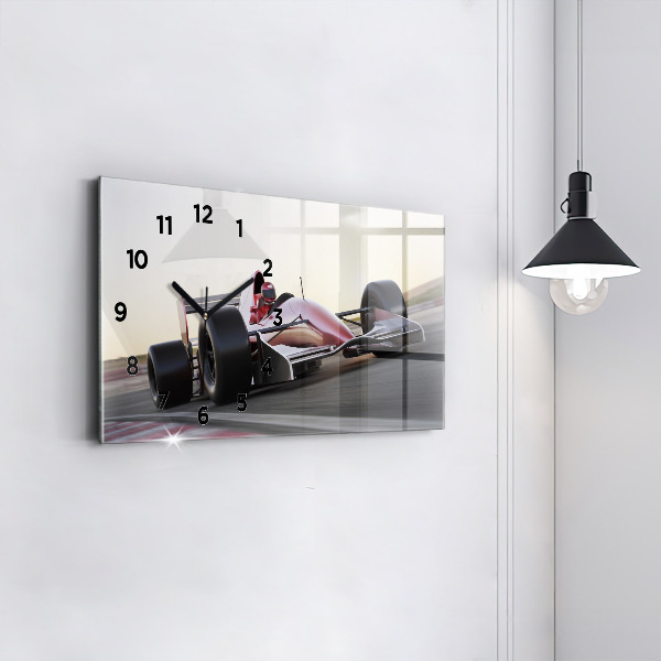 Glass wall clock rectangular Sports racing car
