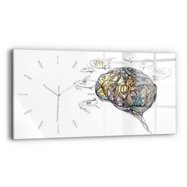 Glass wall clock rectangular Artistic representation of the brain