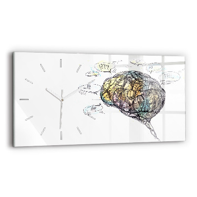 Glass wall clock rectangular Artistic representation of the brain