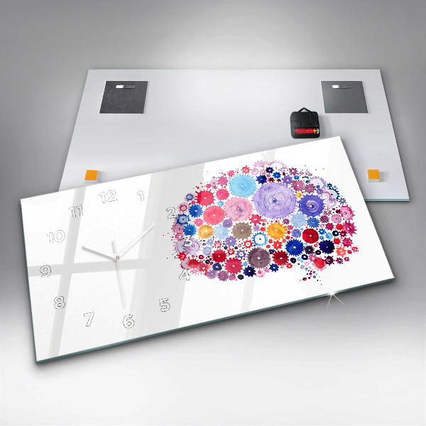 Glass wall clock rectangular Colorful Abstract Illustration