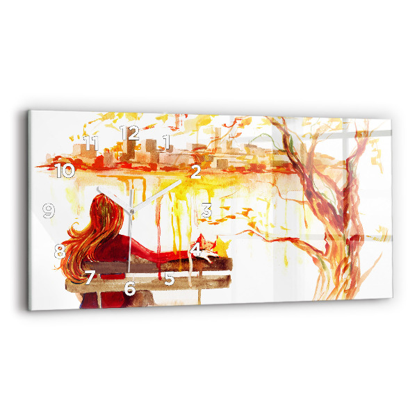 Glass wall clock rectangular Autumn Landscape