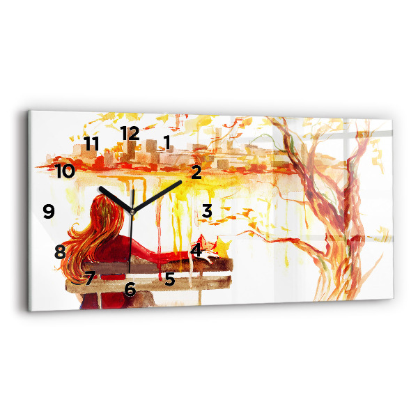 Glass wall clock rectangular Autumn Landscape