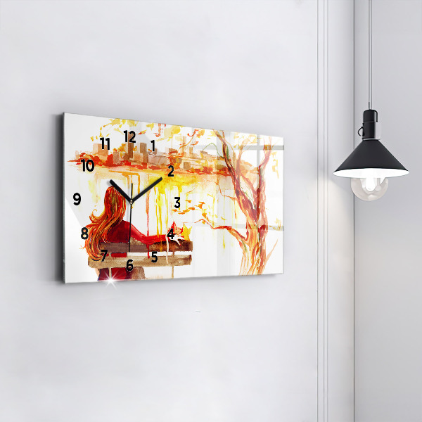 Glass wall clock rectangular Autumn Landscape