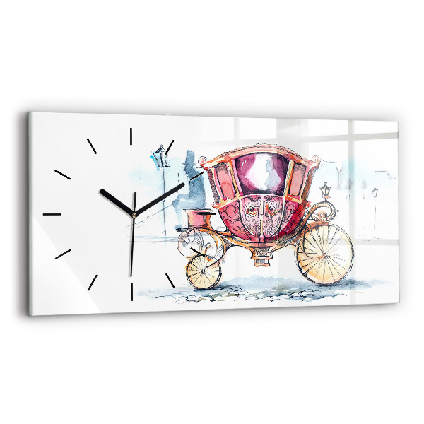 Glass wall clock rectangular The Queen's Ancient Carriage