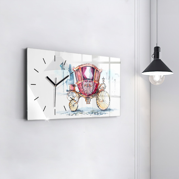 Glass wall clock rectangular The Queen's Ancient Carriage
