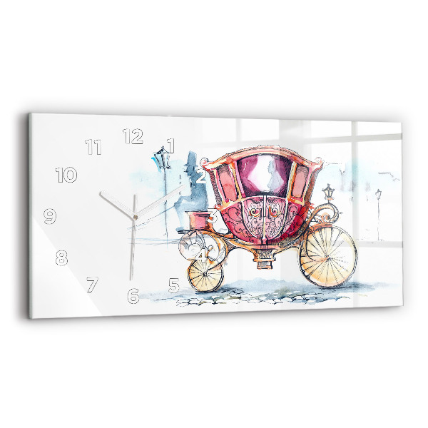Glass wall clock rectangular The Queen's Ancient Carriage