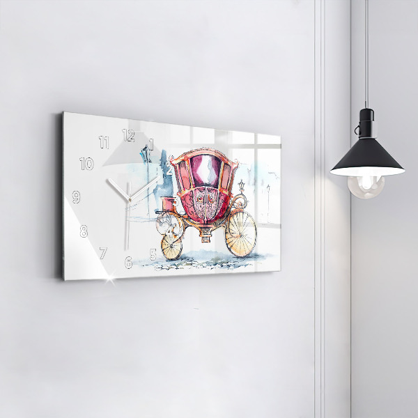 Glass wall clock rectangular The Queen's Ancient Carriage