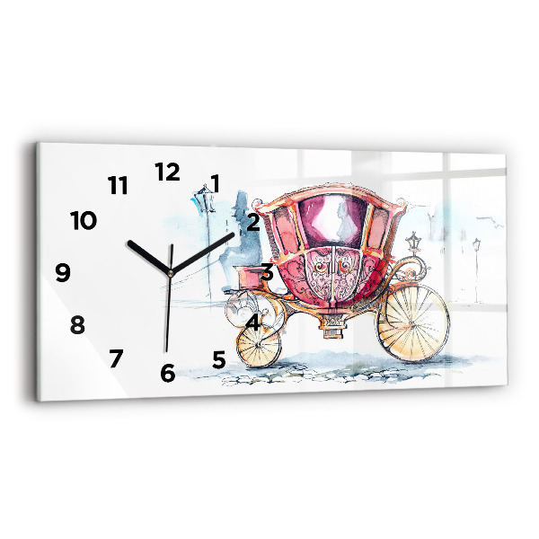 Glass wall clock rectangular The Queen's Ancient Carriage