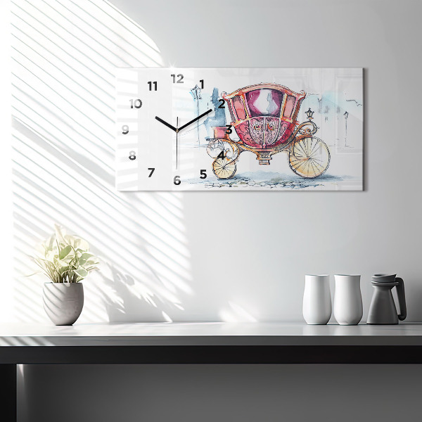 Glass wall clock rectangular The Queen's Ancient Carriage
