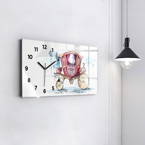 Glass wall clock rectangular The Queen's Ancient Carriage