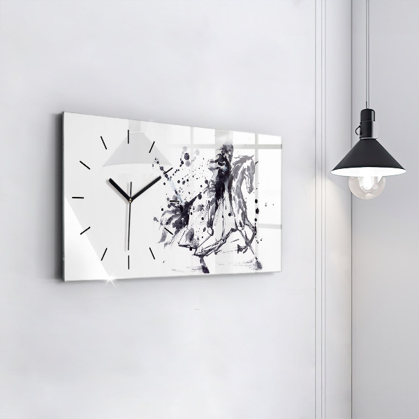 Glass wall clock rectangular Knight on horseback