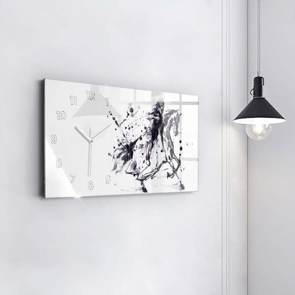 Glass wall clock rectangular Knight on horseback