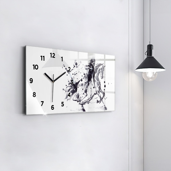 Glass wall clock rectangular Knight on horseback
